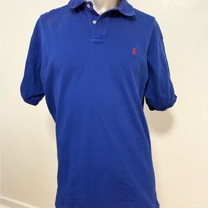 Ralph‎ Lauren Men's Collegiate Polo Shirt in Blue w/ Red Logo Size XL